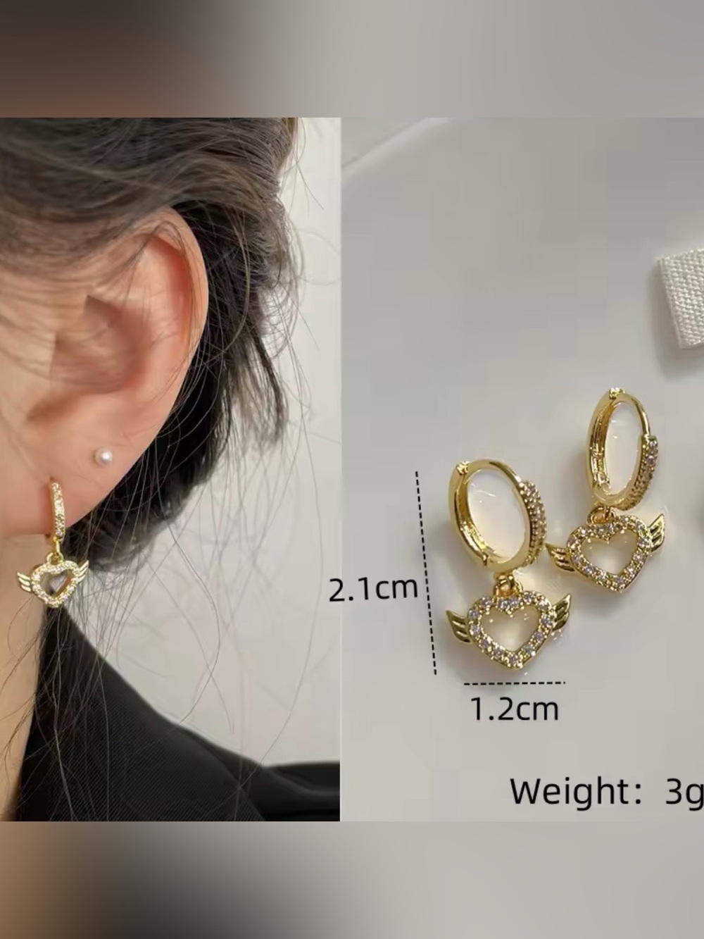 Kohl's Gold Heart Wing Hoop Earrings with Crystals
